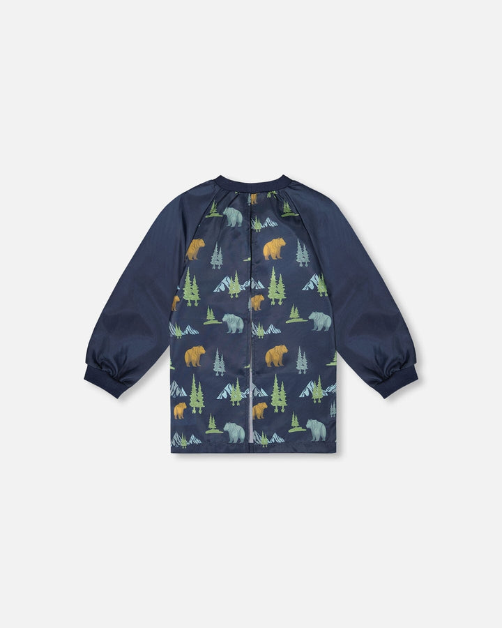 School Apron Navy Animal Print