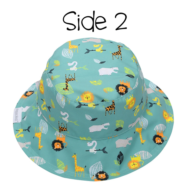 FlapJackKids Kids UPF50+ Patterned Sun Hat - Grey Zoo - Tiniest Toes