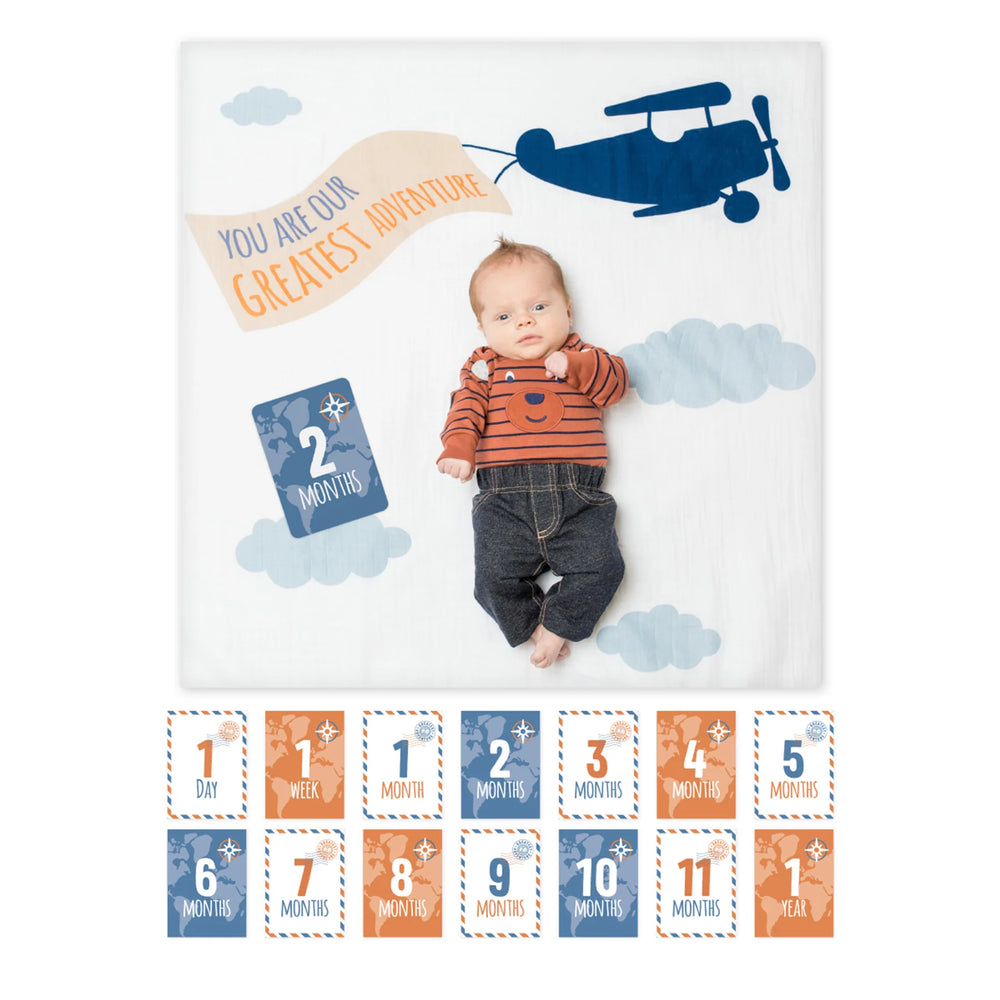 LULUJO Baby's 1st Year Milestone Blanket Hello World, Greatest Adventure - Tiniest Toes