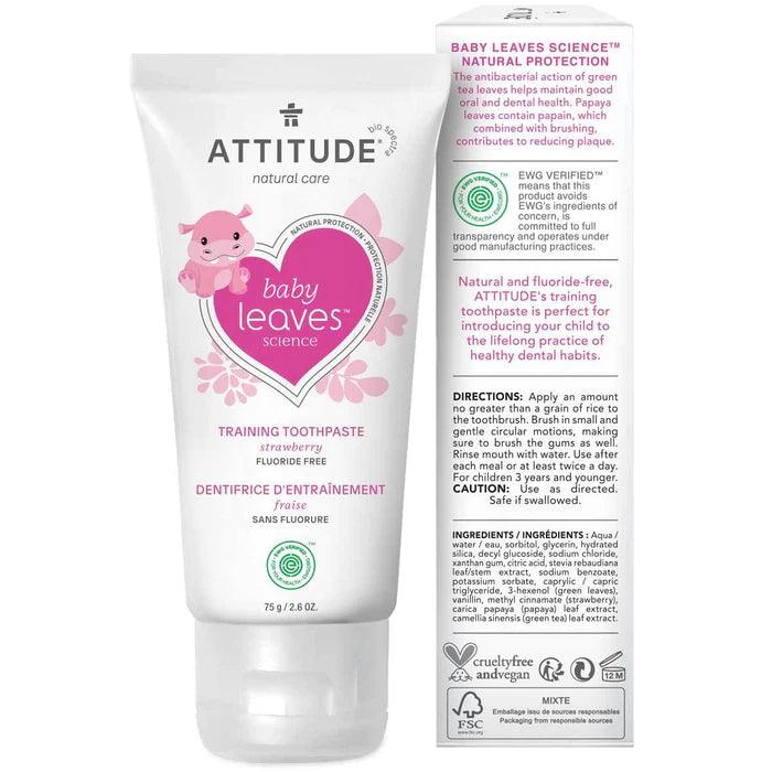 Attitude Training Toothpaste Strawberry Fluoride Free 75mL - Tiniest Toes