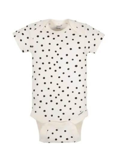 Gerber Onesies® Short Sleeve Bodysuit - Baby Girl - Black Dots 0-3M - Tiniest Toes